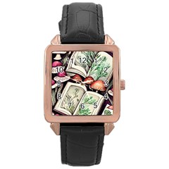 Necromantic Magician Rose Gold Leather Watch  by GardenOfOphir