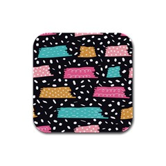 Arts Pattern Design Wallpaper Background Print Rubber Square Coaster (4 Pack)