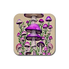 Black Magic Mushroom For Voodoo And Witchcraft Rubber Coaster (square) by GardenOfOphir