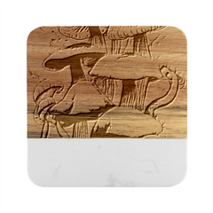 Charming Toadstool Marble Wood Coaster (square) by GardenOfOphir