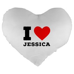 I Love Jessica Large 19  Premium Flano Heart Shape Cushions by ilovewhateva