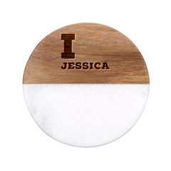 I Love Jessica Classic Marble Wood Coaster (round) 