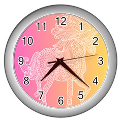 Unicorm Orange And Pink Wall Clock (silver) by lifestyleshopee