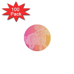 Unicorm Orange And Pink 1  Mini Buttons (100 Pack)  by lifestyleshopee