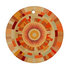 Ai Generated Retro Geometric Pattern Decor Pattern Ornament (round) by Ravend