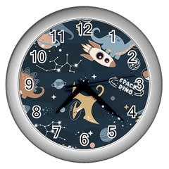 Space Theme Art Pattern Design Wallpaper Wall Clock (silver)