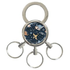 Space Theme Art Pattern Design Wallpaper 3-ring Key Chain