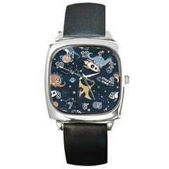 Space Theme Art Pattern Design Wallpaper Square Metal Watch