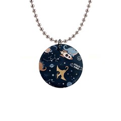 Space Theme Art Pattern Design Wallpaper 1  Button Necklace