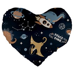 Space Theme Art Pattern Design Wallpaper Large 19  Premium Heart Shape Cushions