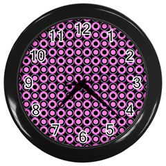 Pink Donuts Pink Filling On Black Wall Clock (black) by Mazipoodles