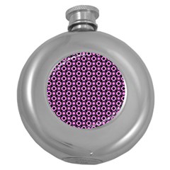 Pink Donuts Pink Filling On Black Round Hip Flask (5 Oz) by Mazipoodles