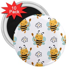 Art Bee Pattern Design Wallpaper Background 3  Magnets (10 Pack) 