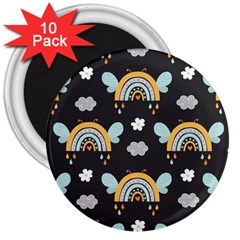 Art Pattern Design Floral Wallpaper Background 3  Magnets (10 Pack) 