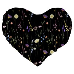 Flowers Floral Pattern Floral Print Background Large 19  Premium Flano Heart Shape Cushions
