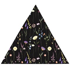 Flowers Floral Pattern Floral Print Background Wooden Puzzle Triangle