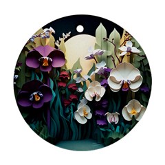 Ai Generated Flower Orchids Bloom Flora Nature Ornament (round) by Ravend