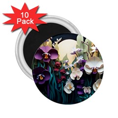 Ai Generated Flower Orchids Bloom Flora Nature 2 25  Magnets (10 Pack)  by Ravend