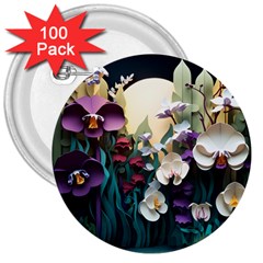 Ai Generated Flower Orchids Bloom Flora Nature 3  Buttons (100 Pack) 