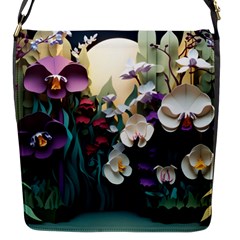 Ai Generated Flower Orchids Bloom Flora Nature Flap Closure Messenger Bag (s) by Ravend