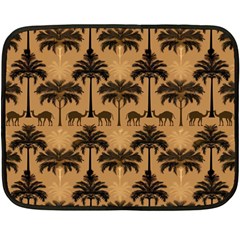 Ai Generated Camels Palm Trees Pattern One Side Fleece Blanket (mini)