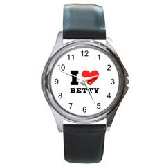 I Love Betty Round Metal Watch