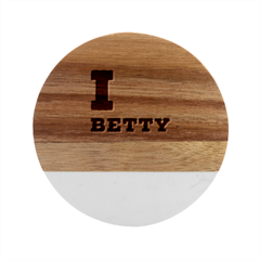 I Love Betty Marble Wood Coaster (round)