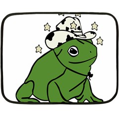 Frog With A Cowboy Hat One Side Fleece Blanket (mini) by Teevova