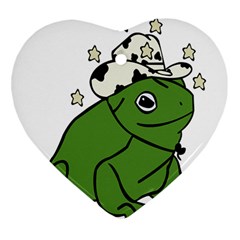 Frog With A Cowboy Hat Heart Ornament (two Sides) by Teevova