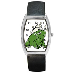 Frog With A Cowboy Hat Barrel Style Metal Watch