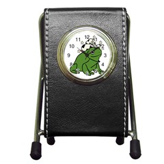 Frog With A Cowboy Hat Pen Holder Desk Clock by Teevova