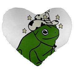 Frog With A Cowboy Hat Large 19  Premium Flano Heart Shape Cushions