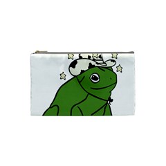 Frog With A Cowboy Hat Cosmetic Bag (small) by Teevova