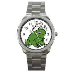 Frog With A Cowboy Hat Sport Metal Watch by Teevova