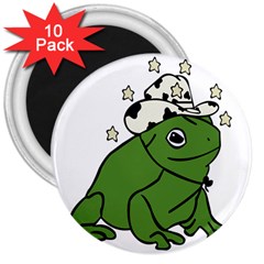 Frog With A Cowboy Hat 3  Magnets (10 Pack)  by Teevova