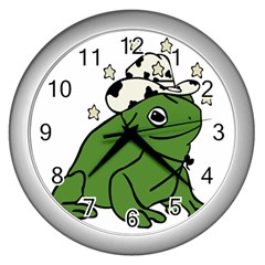 Frog With A Cowboy Hat Wall Clock (silver) by Teevova
