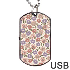 Flowers Petals Plants Floral Print Pattern Design Dog Tag Usb Flash (two Sides)