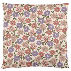 Flowers Petals Plants Floral Print Pattern Design Large Premium Plush Fleece Cushion Case (one Side)