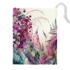 Ai Generated Flowers Watercolour Nature Plant Drawstring Pouch (4xl) by Ravend