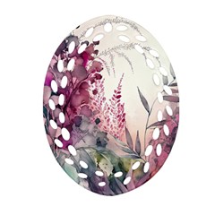 Ai Generated Flowers Watercolour Nature Plant Oval Filigree Ornament (two Sides)