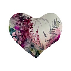 Ai Generated Flowers Watercolour Nature Plant Standard 16  Premium Heart Shape Cushions by Ravend