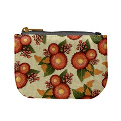 Flowers Leaves Pattern Flora Botany Drawing Art Mini Coin Purse