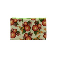 Flowers Leaves Pattern Flora Botany Drawing Art Cosmetic Bag (xs)