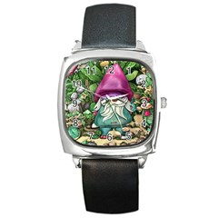 Charm Toadstool Necromancy Magician Conjuration Sorcery Spell Mojo Chanterelle Square Metal Watch by GardenOfOphir