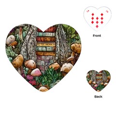 Bewitch Stipe Black Art Incantation Enchant Champignon Shiitake Witchcraft Black Magic Witch Playing Cards Single Design (heart) by GardenOfOphir