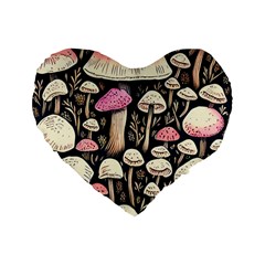 Spell Chanterelle Design Standard 16  Premium Flano Heart Shape Cushions by GardenOfOphir