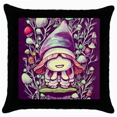 Toadstool Charm For Necromancy And Conjuration Throw Pillow Case (black) by GardenOfOphir