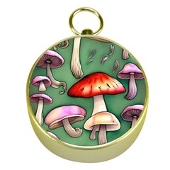 Glamour Mushroom For Enchantment And Bewitchment Gold Compasses by GardenOfOphir