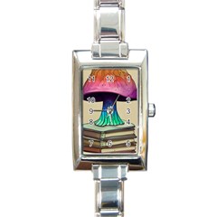 Forest Fairycore Mushroom Rectangle Italian Charm Watch by GardenOfOphir