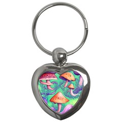 Natural Mushroom Illustration Design Key Chain (heart) by GardenOfOphir